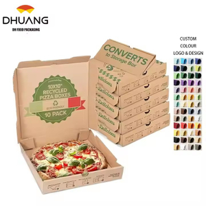 Caja de pizza de piel de vaca reciclada con placa incorporada y contenedor de almacenamiento convertible, caja de pizza ecológica