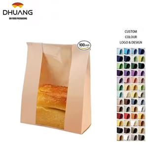 Bolsa de papel de pan con borde de alambre de ventana adecuado para pan de comida bolsas de almacenamiento